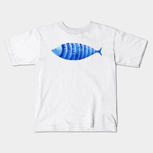 blue fish Kids T-Shirt by shoko